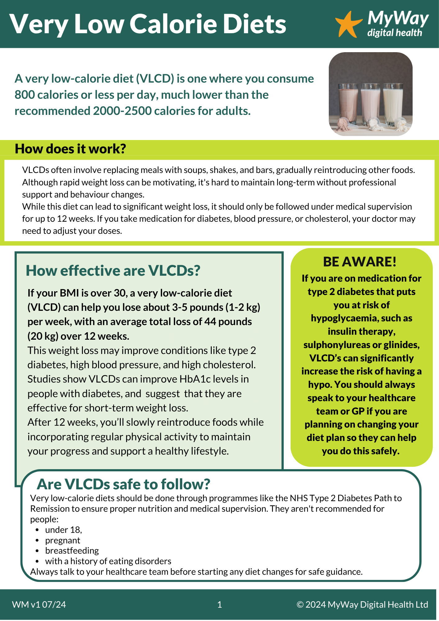 Image for Very low calorie diet factsheet
